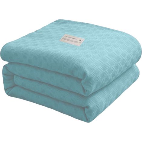 Couverture Thermique - 150 x 100 cm - Coton Longue Fibre - Pour Lit Canapé ou Sofa - Respirante Toute Saison - Verte - 1 Pièce (1/5)