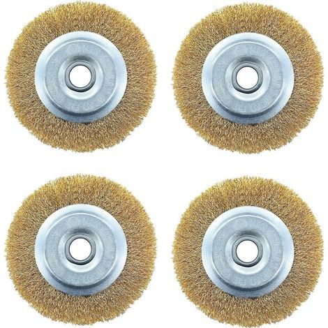 Tête de débroussailleuse, brosse à mauvaises herbes pour débroussailleuse, brosse pour herbes sauvages, brosse métallique, brosse de rechange pour éliminer les mauvaises herbes et la mousse - Lot de 4 (1/5)