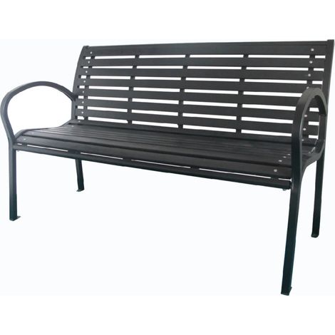 panchina da esterno con braccioli eurogarden in metallo effetto legno antracite 125x60x80 cm