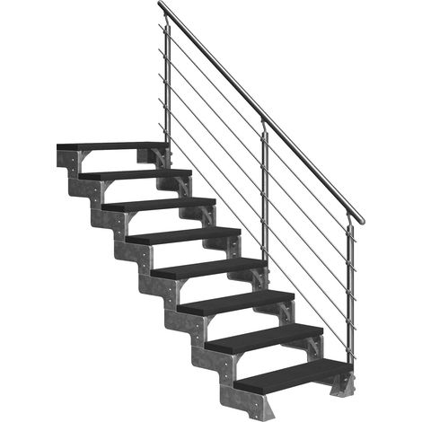 Dolle Außentreppe Gardentop 144-176cm Geschosshöhe mit Trimax anthrazit 80cm breit mit Prova-Geländer