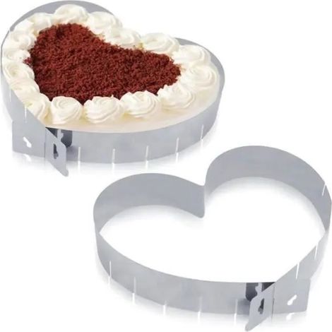 Cadre ptisseriecercle gteau en acier inoxydablemoule en forme de coeur rglableoutil de faire de cuissonpour CADRE A PATISSERIE (1/4)
