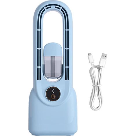 Ventilateur humidificateur  Ventilateur à 6 vitesses sans pales  Charge de type C 1500 mAh Ventilateur de pulvérisation d'eau à faible bruit – Pour voiture, maison, école, chevet, dortoir, bureau (1/5)