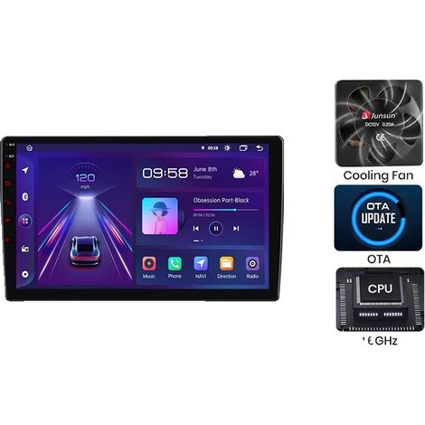 Autoradio, Écran Tactile, Lecteur Audio, Compatible avec Peugeot 407 2004 - 2011, Navigation GPS Android avec Ventilateur de Refroidissement Intégré, V1 Plus (2GB-32GB) (1/2)