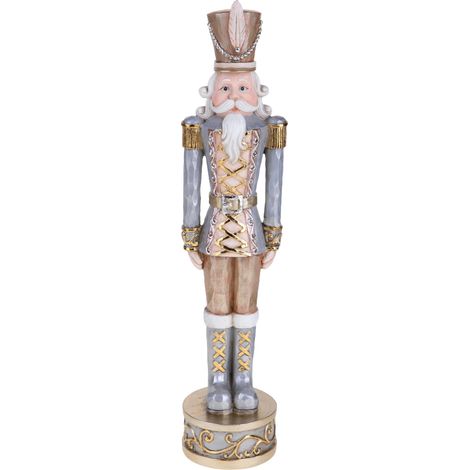Statuetta soldato schiaccianoci con cappello in resina per decorazioni natalizie (1/2)
