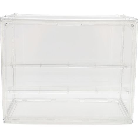 Vitrine transparente pour figurines miniatures, boîte de présentation empilable en PET avec porte magnétique et étagères amovibles pour figurines et poupées de collection. (1/5)