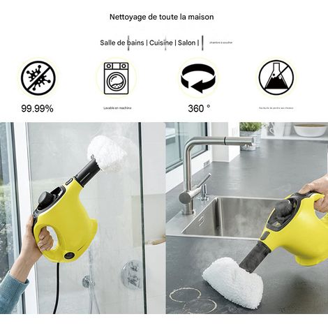 Lot de 4 Lingettes de Nettoyage Réutilisables pour Nettoyeur Vapeur Kärcher SC2/SC3/SC4/SC5, Housses de Balai Vapeur Lavables, Nettoyage Efficace et Sans Rayure (1/3)