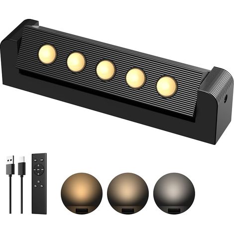 Spot rechargeable pour intérieur, 5500 mAh, sans fil, avec minuterie automatique quotidienne, 3 couleurs à intensité variable et télécommande, spot mural pour éclairage d'accentuation (1/5)