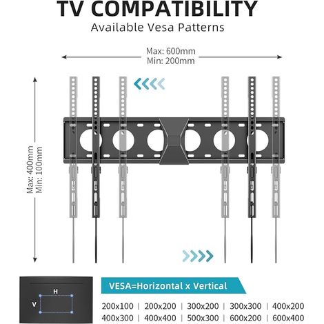 MFA6 TV Wall Mount LED, LCD and Plasma Screens from 42 to 75 Inches 60 kg VESA 600 x 400 mm PC Screen Wall Mount (1/4)