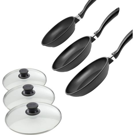 Set de 3 poêles 20, 24 et 28 cm et 3 couvercles sans PFAS Elo Alucast (1/5)