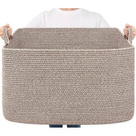 Großer geflochtener Aufbewahrungskorb 85L mit Griffen, braun (1/5)
