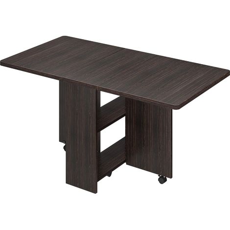 Table à Manger Pliante Gain de Place avec Plateau Rabattable, 2 Étagères et 6 Roulettes – Table Extensible pour Petite Cuisine et Appartement (1/5)