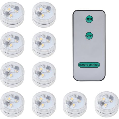 10-teiliges Set runder, wasserdichter LED-Kerzenlichter mit Fernbedienung (warmweiß) (1/5)