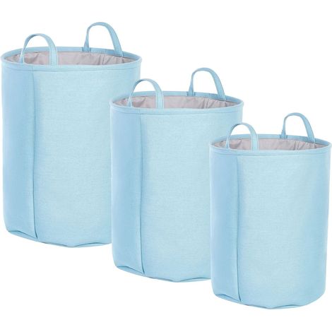 Set di 3 ceste portaoggetti per la biancheria con cordicella e manici Bianco Archa