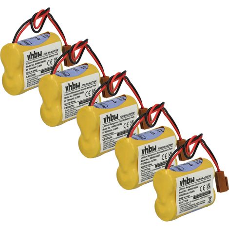 vhbw 5x Battery compatible with GE Fanuc Beta SVU Amplifier CNC Router, CNC Controller (2200 mAh, 6 V, Li-MnO2)