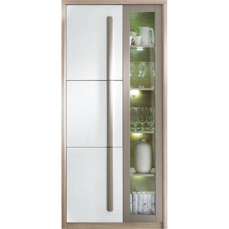 Monmobilierdesign – Armoire vitrine 3 portes battantes avec lumières LED – Dimensions L 90 cm x P 43 cm x H 194 cm – Fabriquée en matériaux durables (1/5)