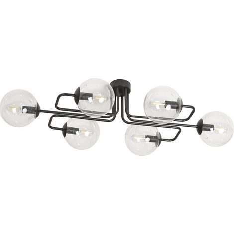 Plafoniera Emibig Brendi 6xE14 nero vetro chiaro 93cm (1/5)