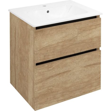 Meuble sous-vasque EZARA 59,2x64x46cm, chêne alabama (1/4)