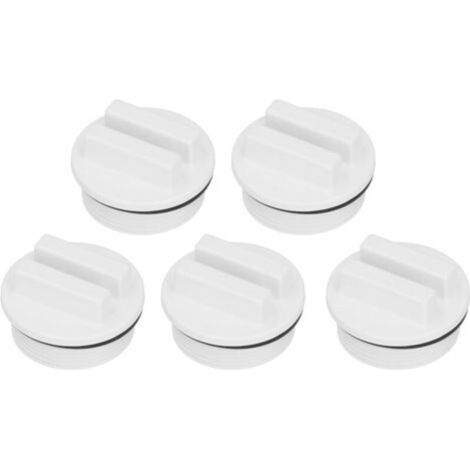 ALLIANDISLot de 5 bouchons de vidange filetés de 1,5 pouce pour tuyaux de retour de piscine ou de spa, avec joints toriques pour l'entretien hivernal et la filtration.