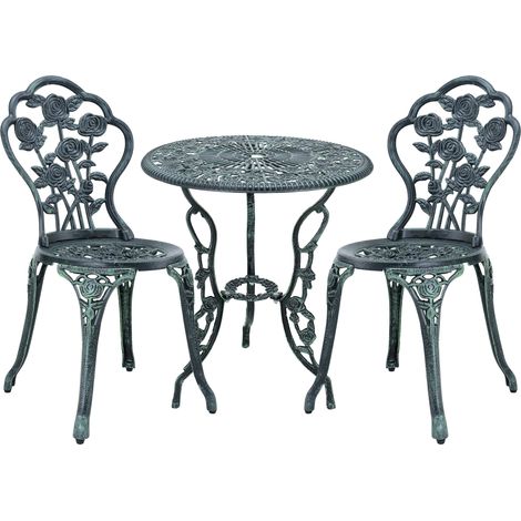 Set de bistró kit de bistró vintage conjunto de mesa y sillas de jardín de hierro fundido verde 030003737 (1/3)