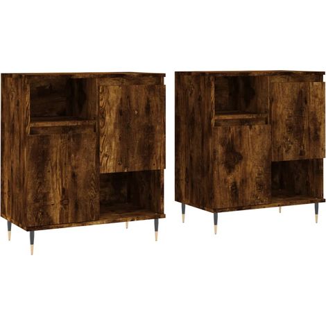 Aparador buffet cómoda mueble almacenaje organizador cocina salón salón juego de 2 madera contrachapada marrón 020036752
