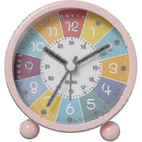 Horloge d'apprentissage pour enfants - Horloge pour apprendre l'heure - Horloge murale pour chambre d'enfant - Décoration murale pour chambre d'enfant (rose) (1/4)