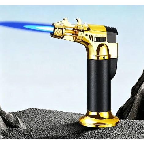 Butan-Sturmfeuerzeug, windfestes Jetflammen-Zigarrenfeuerzeug mit Flaschenöffner, wiederaufladbares Feuerzeug mit einstellbarer Flamme für Grillen, Aromatherapie, Schweißen und Camping im Freien. (1/2)