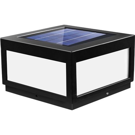 Lampe solaire pour pilier 25 cm, chapeau de poteau solaire LED 12 W à 4 couleurs, IP65 en acier inoxydable et acrylique, éclairage extérieur pour portail, clôture, jardin et entrée, pour piliers de 35 (1/5)