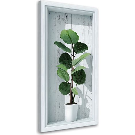 Tableau déco Feuilles vertes dans un renfoncement 3D 40x80 (1/4)