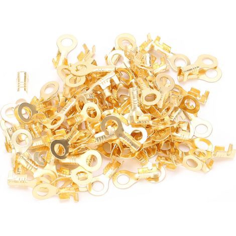 100 Cold-Pressed Brass Ring Terminals, Crimp Connectors for M4 4.2 mm Cables (1/5)