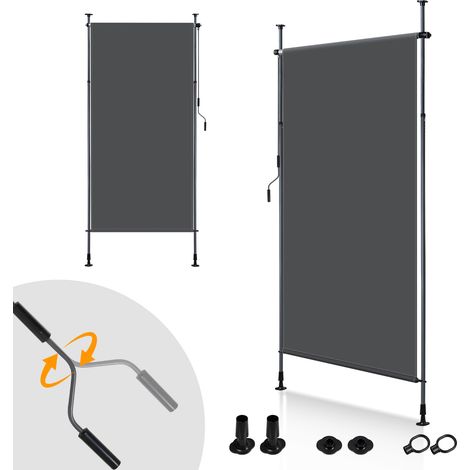 TolleTour Tenda verticale avvolgibile da esterno Protection 120 x 270 cm anti-UV Tenda da esterno con barre telescopiche senza forature Antracite