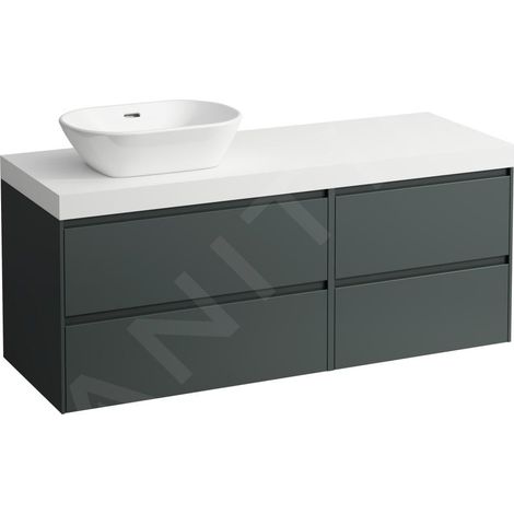 Laufen Lani - Meuble sous-lavabo, 58x137x49 cm, 4 tiroirs, découpe à gauche, gris/blanc H4045821122661 (1/2)