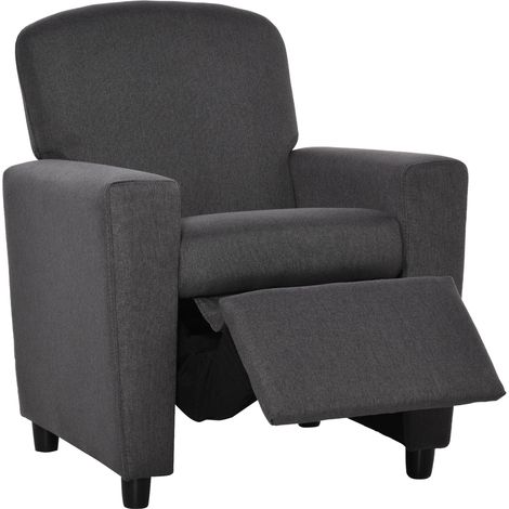 HOMCOM Kids Sofa with Footrest Linen Recliner Armchair Playroom Bedroom Grey (1/5)