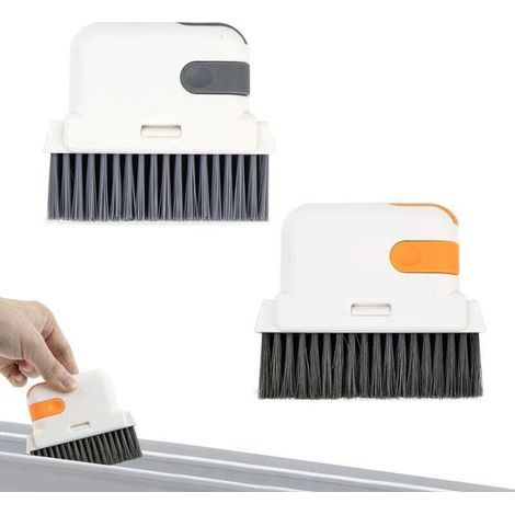 Spazzola per la pulizia di scanalature e finestre, spazzola 2 in 1 per la pulizia di grondaie e finestre, strumento multifunzionale per la pulizia di binari e scanalature per cucina e bagno, 2 pezzi (1/4)