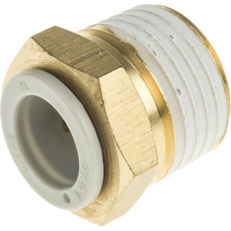 Adaptateur droit fileté SMC KQ2 vers Enfichable, 12 mm R 1/2 Mâle