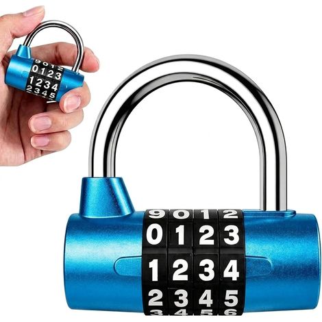 Serrure à combinaison bleue à 4 chiffres avec fonction de réinitialisation (1/5)