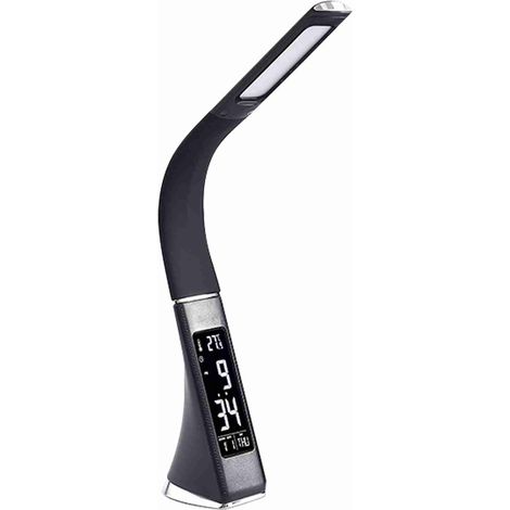 Lampe de lecture anti-fatigue 3 niveaux luminosité réglable fonction calendrier horloge température lampe USB noir (1/2)