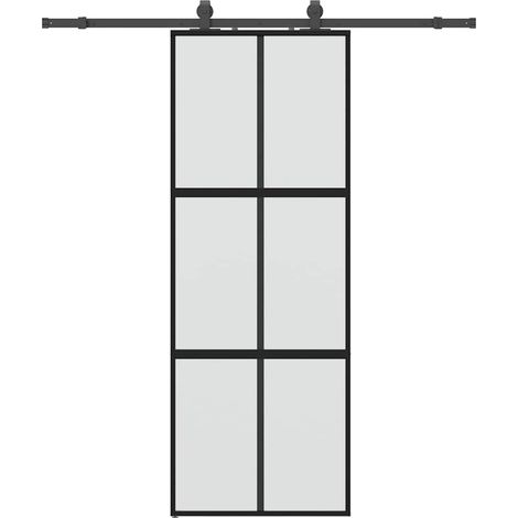 Maison Exclusive - Schiebetür mit Beschlag Schwarz 76x205 cm Hart