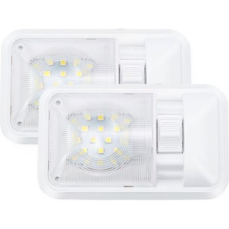 12 V plafonnier LED RV 280 lm, lampe de toit éclairage intérieur pour remorque, camping-car avec interrupteur (Lot de 2) (1/5)