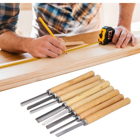 Ensemble d'outils de sculpture sur bois (8 pièces) : ciseaux à bois, outils de travail du bois (1/5)