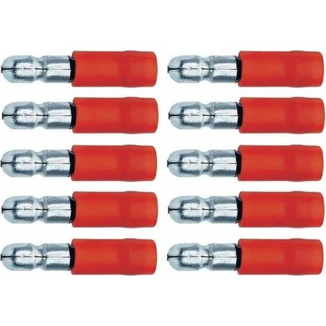 10x cosse pré-isolée mâle ronde 4mm rouge section de fil électrique 0,5mm² à 1,5mm² câble connecteur tracteur tondeuse voiture moto