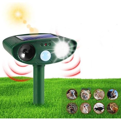 Repelente ultrasónico para gatos, repelente solar para animales, repelente para gatos para jardín, repelente ultrasónico para animales con sensor de movimiento, impermeable para jardín, mapaches, perr