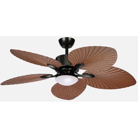 Ventilateur Torcal DC 24 W Noir/Chêne 5 pales 6 vitesses 130 °C Éclairage optionnel 2880 lm Télécommande + Mémoire + Minuterie 3