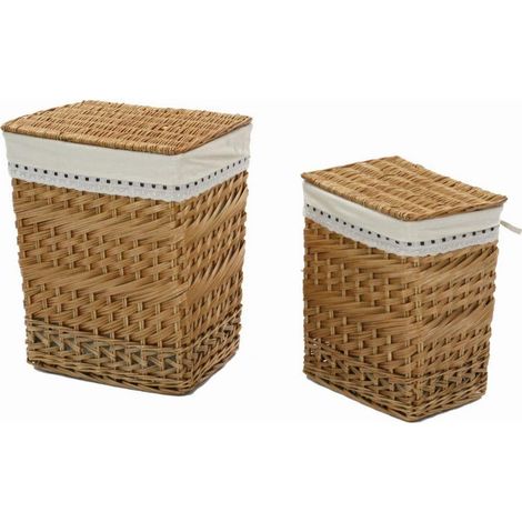 Cestone vimini rettangolare 1-2 fodera con pizzo cm 46x33h56