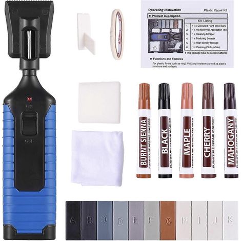 Vinylboden-Kratzerreparaturset, Laminat-, Vinyl-, PVC- und Kunststoff-Möbelbodenreparaturset mit Wärmestift 1
