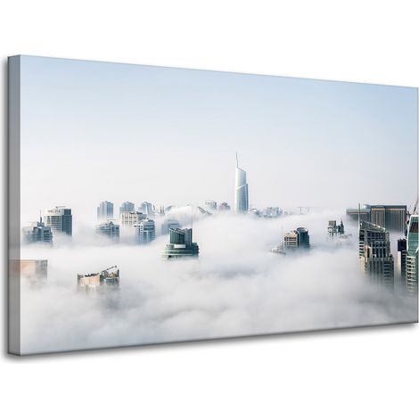 Leinwanddruck Architektur Wolkenkratzer 100x60 USA Himmel Nebel