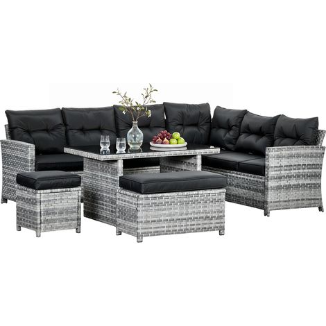 Mixed Grey 5-Piece Rattan Garden Lounge with Corner Sofa (1/5)