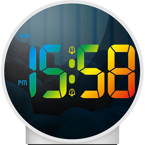 Reloj Despertador Digital - Pantalla LED Grande 8x4 cm - Función Snooze 9 Min - Modo 12/24 Horas - Alimentación USB-C o 2 Pilas AA - Blanco (1/5)
