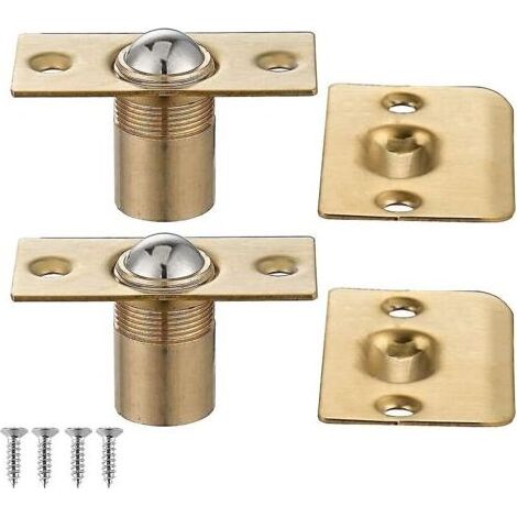 Quincaillerie de porte bille pour placard, verrou de porte en acier inoxydable, rglable, avec plaque de verrouillage, finition dore, lot de 2