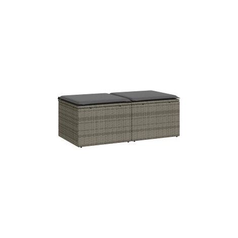 Salon de jardin 2 pcs avec coussins gris résine tressée acacia (1/5)