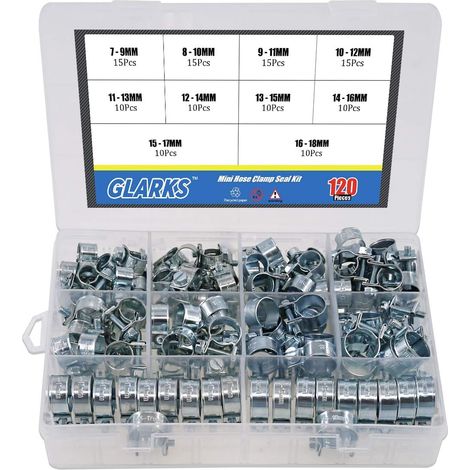Lot de 120 mini colliers de serrage pour tuyau de carburant - 10 tailles assorties